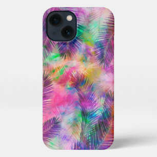 Etui iPhone 13 Coloré Multicolor Tropical Palm Feuille