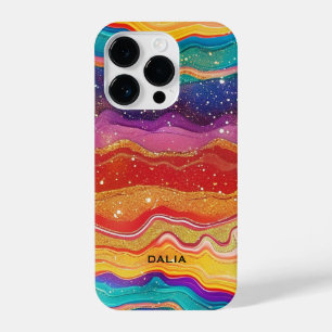Coque Pour iPhone 14 Plus Colorful arc-en-ciel glittery texture agate