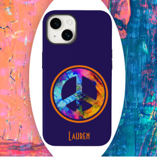 Coque Pour iPhone 14 Colour Bleu signe de paix contre le bleu gras