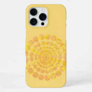 Coque iPhone 16 Pro Max Conception de cercle texturé en soleil éclaté jaun