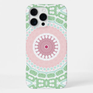 Coque iPhone 16 Pro Max Conception de mandala rose menthe élégante