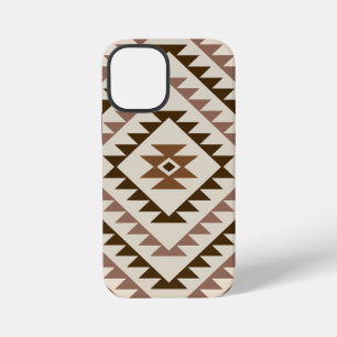 Coque iPhone 12 Mini Conception de motif diamant aztéque Brun+Crème