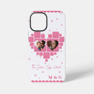 Coque iPhone 12 Mini Conception de photo de cœur et noms personnalisés