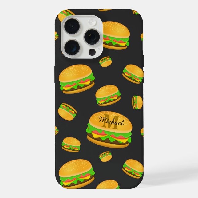 Coque iPhone Cool et amusant yummy burger motif Monogramme (Verso)