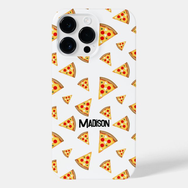 Coque iPhone Cool et fun pizza tranches motif Nom personnalisé (Verso)