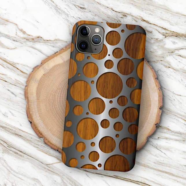 Coque iPhone Cool Faux Métal Moderne tendance Motif de grains d (Créateur téléchargé)