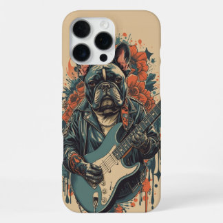 Coque iPhone 16 Pro Max Cool French Bulldog Guitarist Rock Music Fan