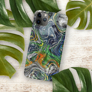 Coque iPhone 11Pro Max Cool funky Retro Chic Fractal Marbled Art Motif