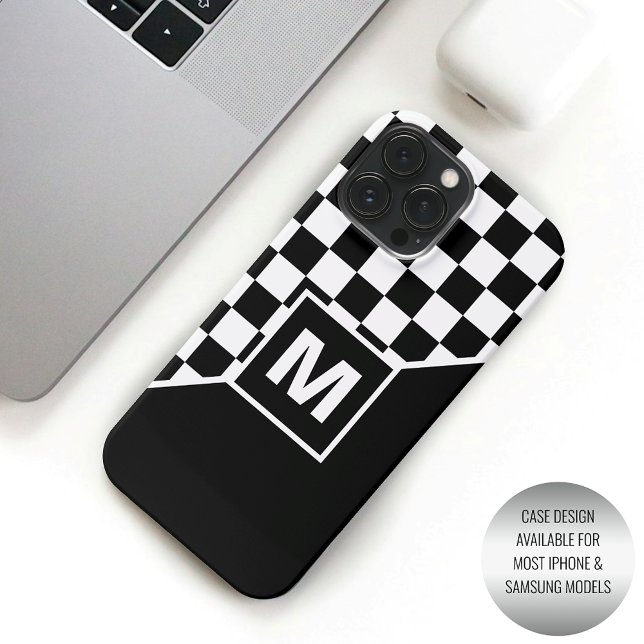 Coque iPhone Cool personnalisé Motif d'indicateur noir et blanc (Créateur téléchargé)