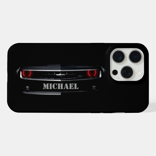 Coque iPhone Cool personnalisé noir Chevy Camaro Votre nom (Verso Horizontal)