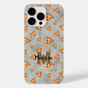Coque Pour Pour iPhone 14 Pro Max Cool pizza tranches vintage gris motif Monogramme