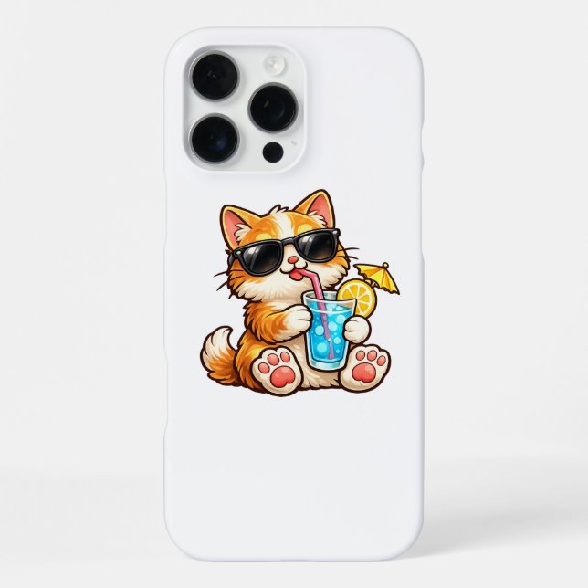 Coque iPhone Cool Summer Cat (Verso)