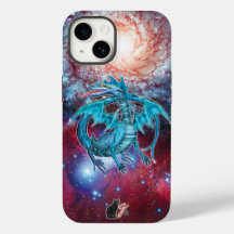 Coque-coque iphone de dragon cosmique turquoise