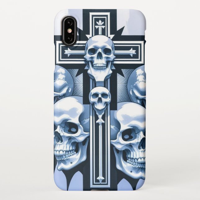 Coque iPhone Coque mobile de croix de crâne gothique (Dos)
