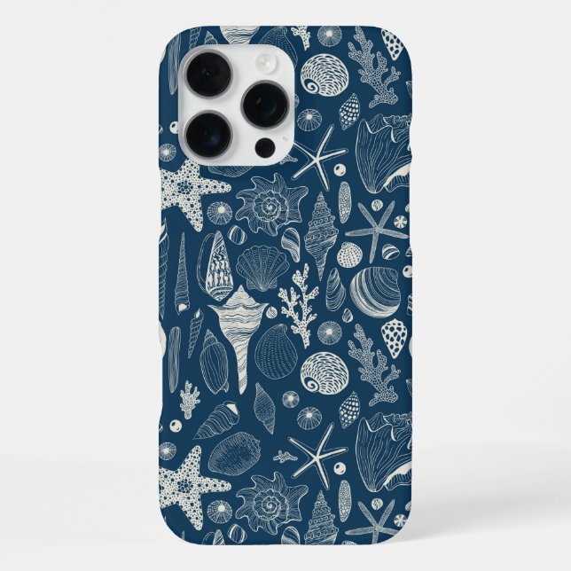 Coque iPhone Coques de mer sur bleu foncé (Verso)