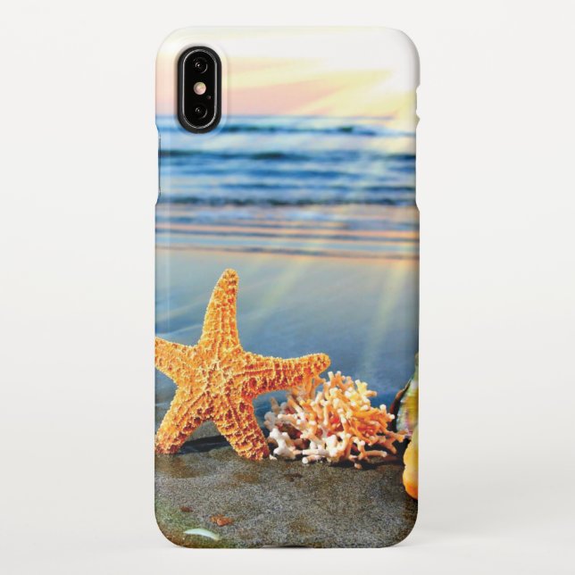 Coque iPhone Coquillages marins et étoiles de mer sur la plage (Dos)