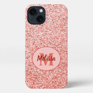 Etui iPhone 13 Corail rose pâle scintille pastel
