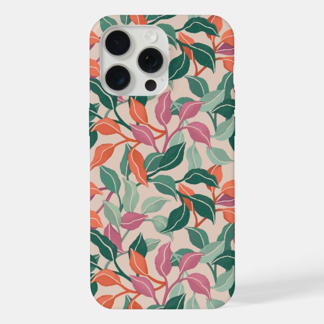Coque iPhone Corail vert botanique feuille tropicale chic stylé (Verso)