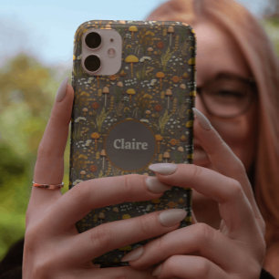 Coque Pour iPhone 14 Cottagecore Broderie de Champignons Personnalisée
