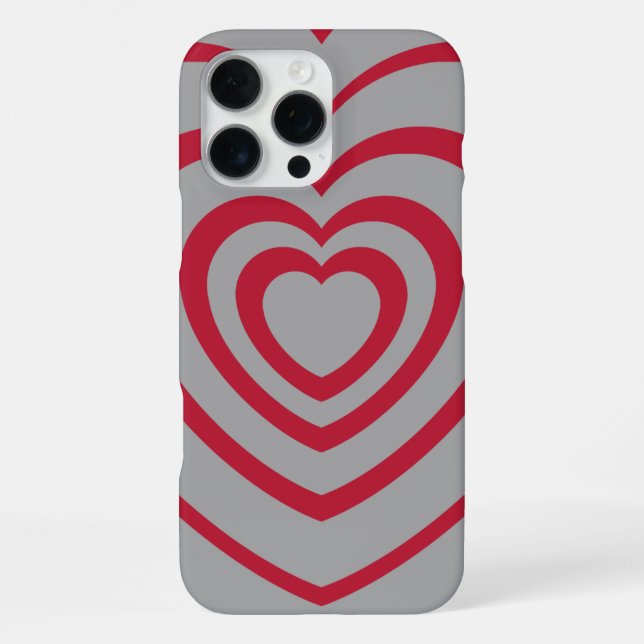 Coque iPhone Couche rouge et gris Coeur esthétique (Verso)