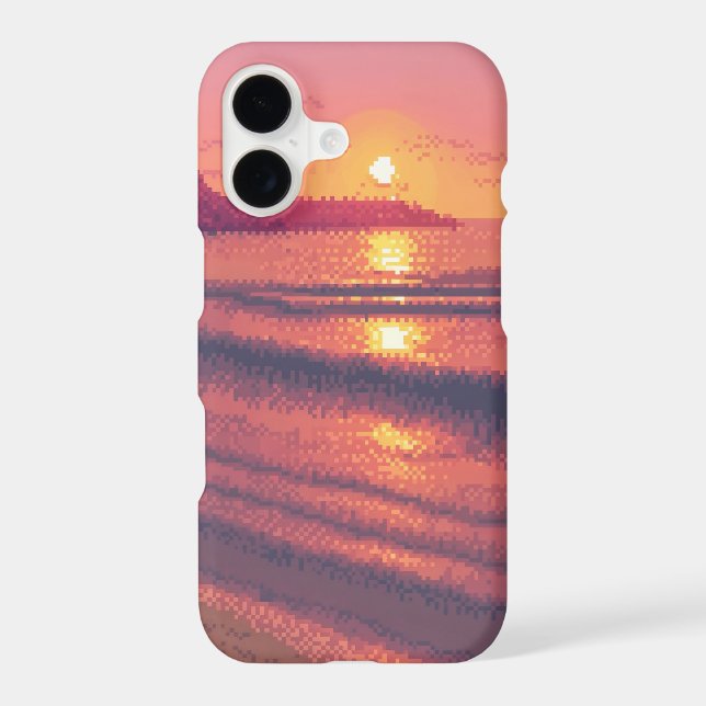 Coque iPhone coucher de soleil pixélisé (Verso)