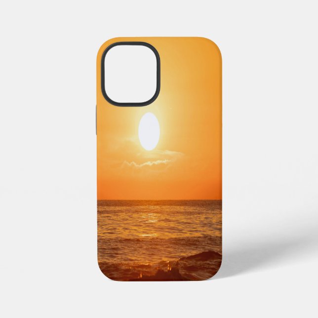 Coque iPhone Coucher de soleil sur l'océan doré  (Verso)