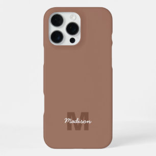 Coque iPhone 16 Pro Max Couleur Mousse Mocha de 2025 avec nom Monogramme p