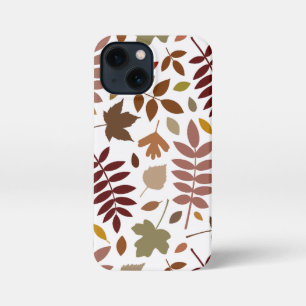 Etui iPhone 13 Mini Couleurs d'automne en blanc pour les Feuilles tomb