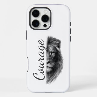 Coque iPhone 16 Pro Max Courage Lion Artistique Minimal-