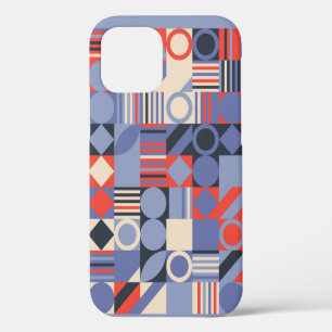 Coque iPhone 12 Couvertures géométriques rétro. Couleurs de design