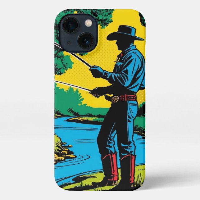 Coque iPhone Cowboy Fisherman on Riverbank (Verso)