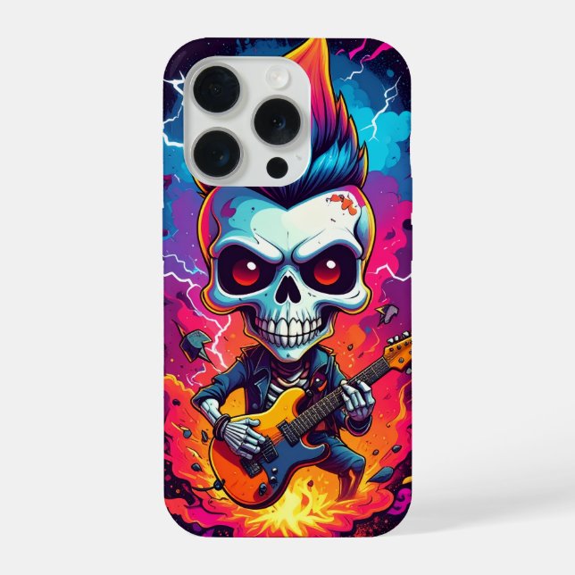 Coque iPhone Crâne de rockeur avec mohawk (Verso)