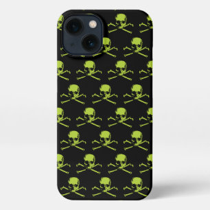 Etui iPhone 13 Crâne gothique Et Crossbones Motif Vert