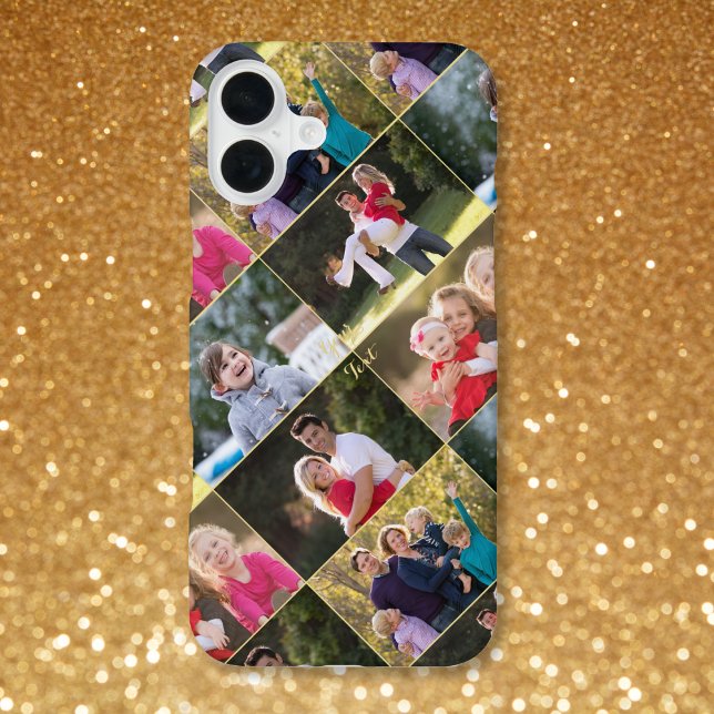 Coque iPhone Créer 5 Photo Collage Famille Enfants Monogramme (Create 5 Photo Collage Family Kids Monogrammed iPhone Case)