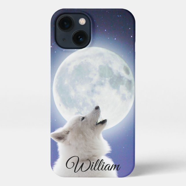 Coque iPhone Créez vos propres loups adorables | Blue Moon Sky (Verso)