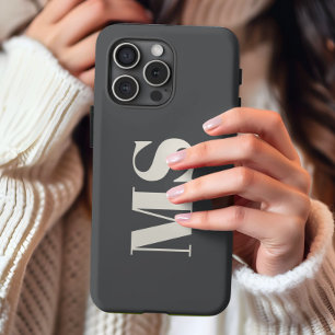 Etui iPhone 13 Pro Max Crème initiale et gris monogramme