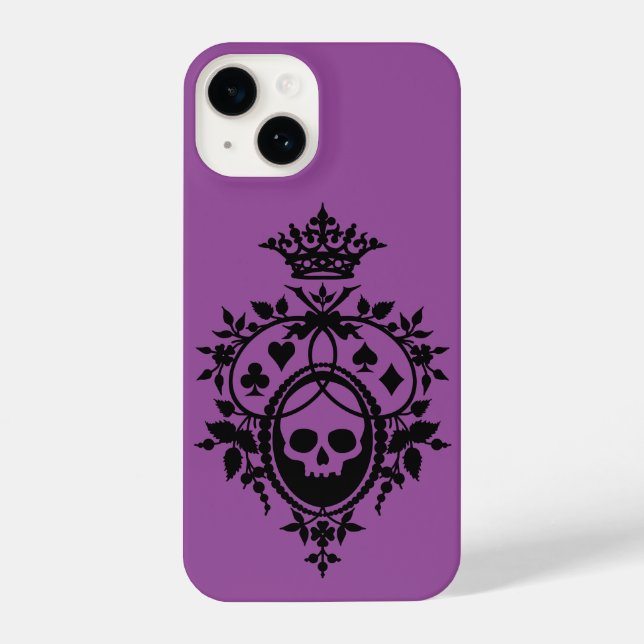 Coque iPhone Crête violette avec crâne et costumes (Verso)
