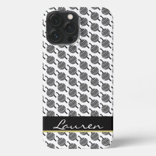 Etui iPhone 13 Pro Max Crochet + Fil ・ Étiquette noir et or + texte