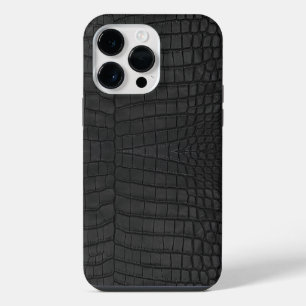 Coque Pour Pour iPhone 14 Pro Max Crocodile noir en cuir imprimé