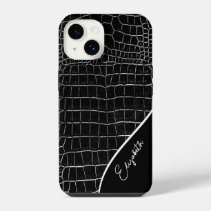 Coque Pour iPhone 14 Crocodile noir personnalisé