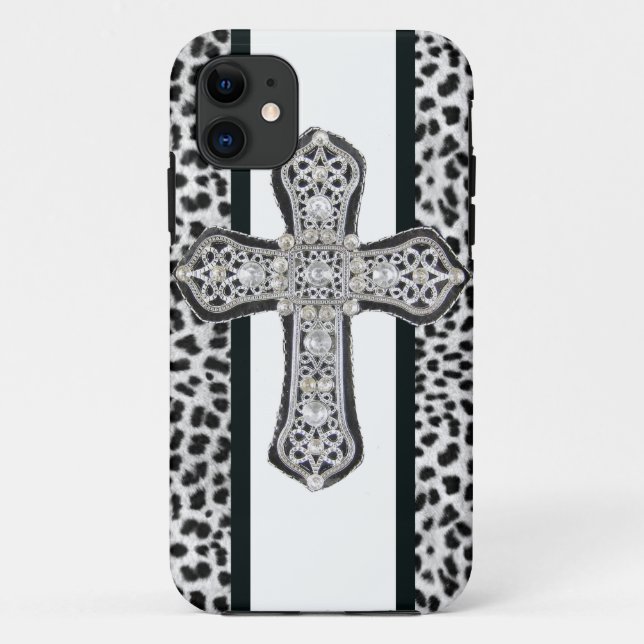 Coque iphone croisé en croûte de fausse pierre (Dos)