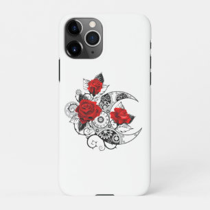 Coque iPhone 11Pro Croissant mécanique avec roses rouges
