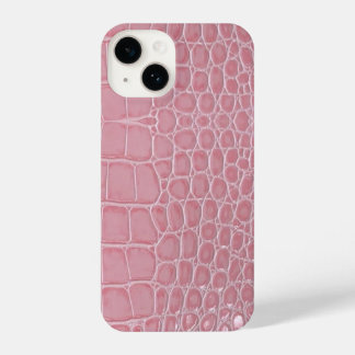 Coque Pour iPhone 14 Cuir de Crocodile Rose Esthétique