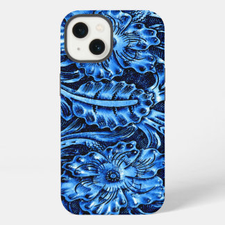 Etui iPhone 13 Cuir exotique travaillé Look | bleu