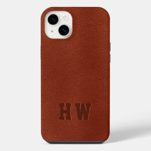 Cuir Végétal Brun Élégant avec Monogramme Embossé