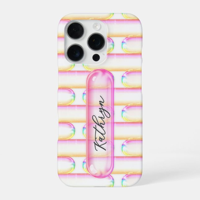Coque iPhone Custom Name Y2K UI Pill Glass Button  (Verso)