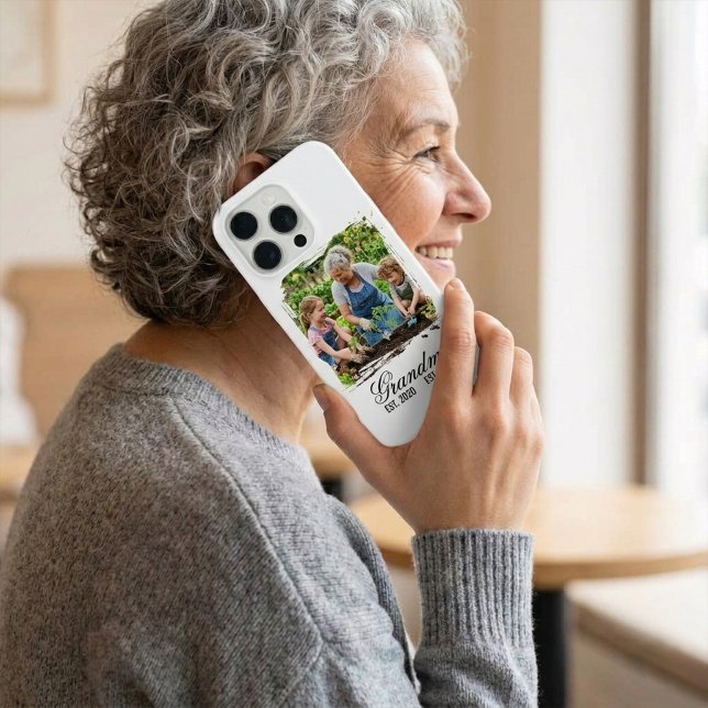 Coque iPhone Custom Photo Grandma Established Elegant Script (Custom Photo Grandma Established Elegant Script iPhone Case)