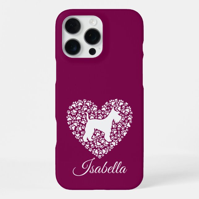 Coque iPhone Custom Schnauzer Heart Paws Print - Dog Lover (Verso)