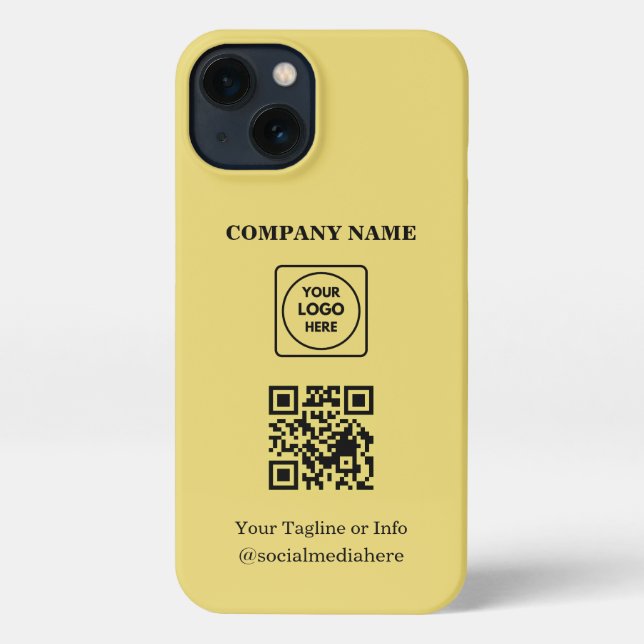 Coque iPhone Custom Square Logo QR Code Gold iphone case (Verso)