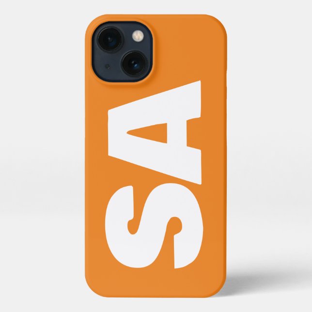 Coque iPhone Customisé Moderne Design Nom Monogram Orange. (Verso)